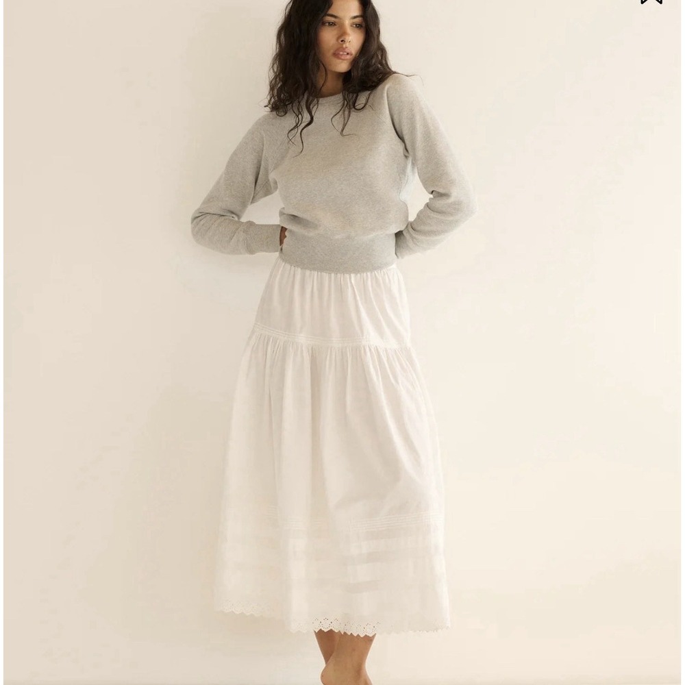 DÔEN Women's Sebastiane Skirt Powder White Size Small Boho Cottagecore Coastal
